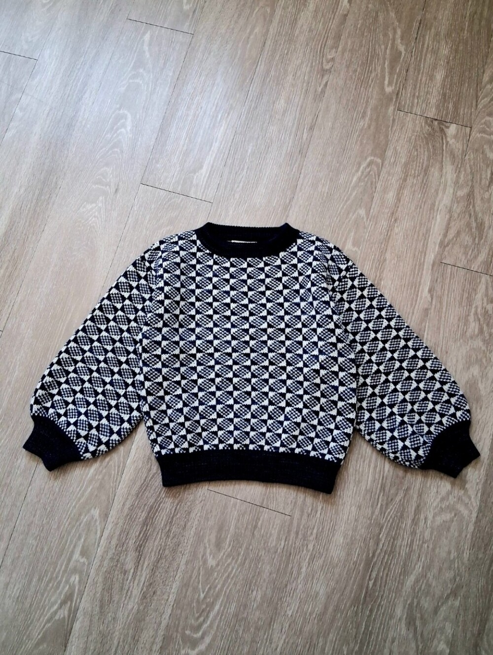 Misha & Puff Merino Wool Prizm Crewneck Balloon Sleeve Sweater
